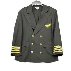 Tabis Characters Jacket Men Large Black Gold Retro Costume Airline Pilot Cosplay